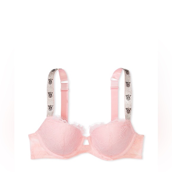 BNWT Victoria's Secret Pink Lace Push-Up Bra Shine Strap 34C - Picture 7 of 7